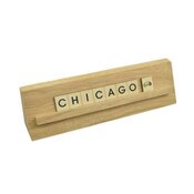 Wholesale - 8x2 CHICAGO Print Puzzle Piece Wedge Wood Stand Tabletop, UPC: 651961772095